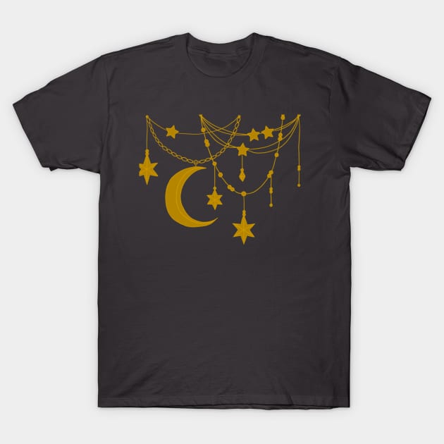 Moon and Stars Necklace T-Shirt by Serene Twilight